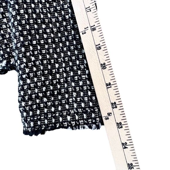 Eddie Bauer Blazer Jacket Womens 2 Black White Geo Wool Blend Tweed Open Front - Picture 8 of 12